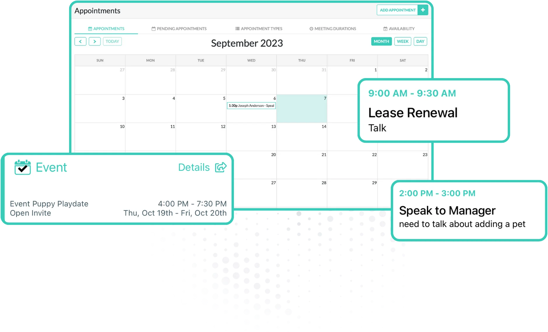 Calendar showing Henri's appointments feature