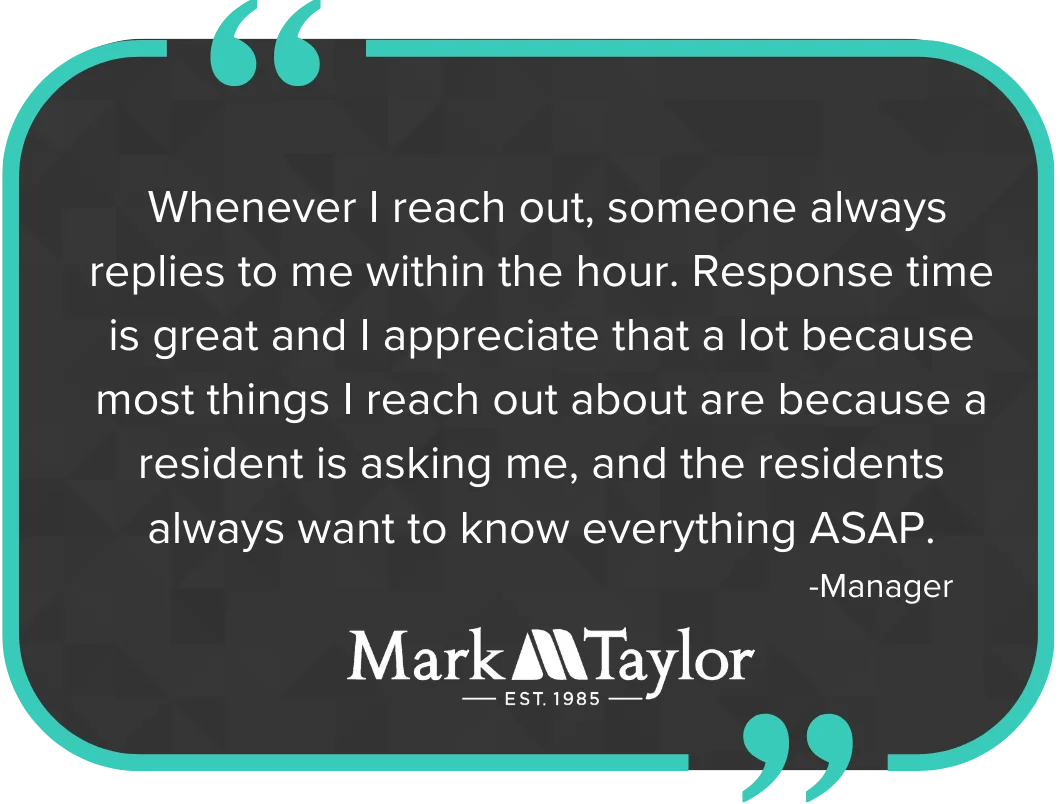 Review by management at Mark Taylor property management